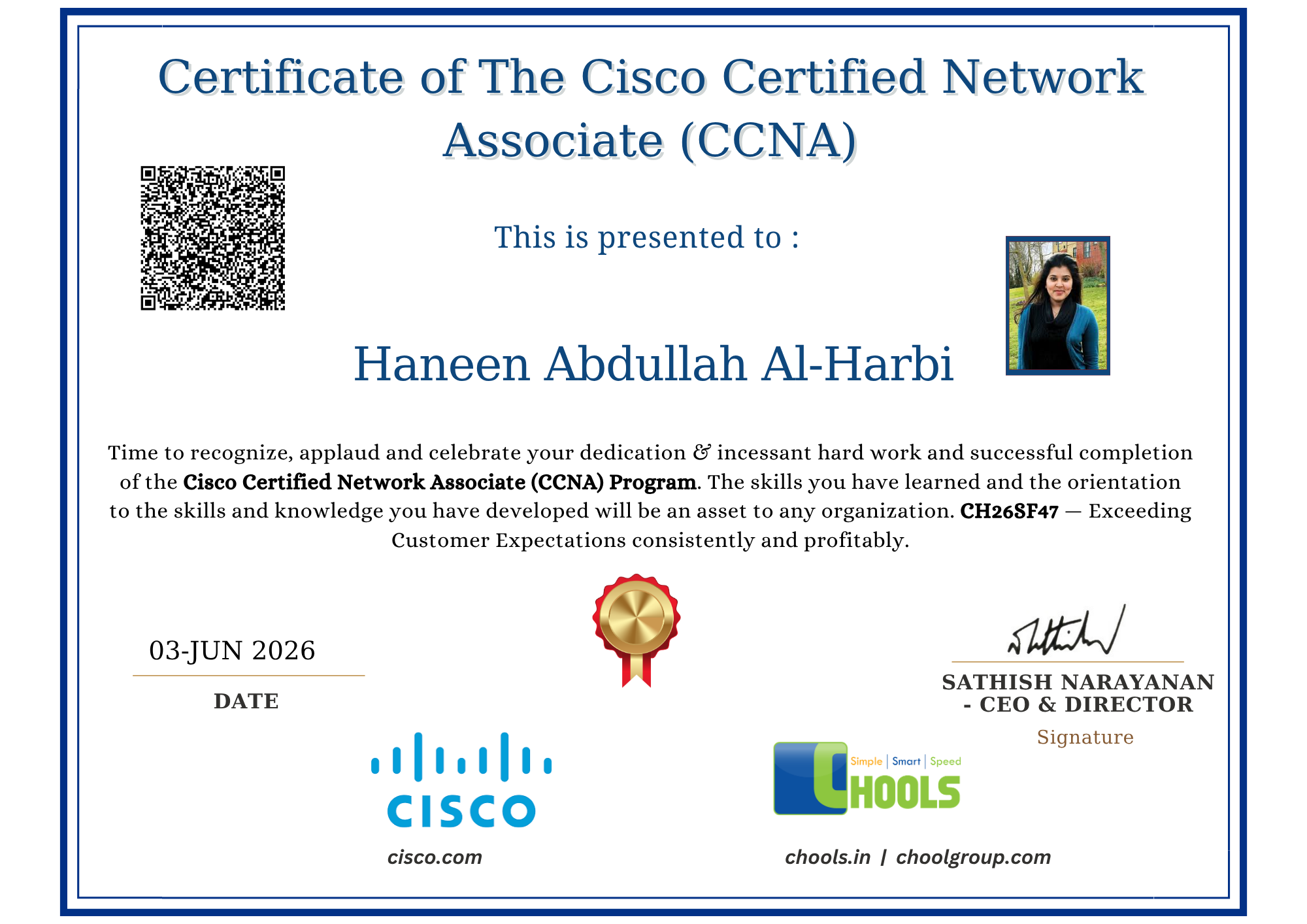 Cisco Certified Network Associate (CCNA) Program Certificate